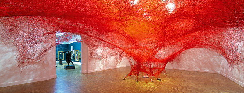 Chiharu Shiota, Japan, born 1972, Absence Embodied, 2018, Berlin and Adelaide, wool, bronze, plaster 16 hands, (dimensions variable); Gift of the Gwinnett family through the Art Gallery of South Australia Foundation 2018, Art Gallery of South Australia, Adelaide, © Chiharu Shiota/Copyright Agency.